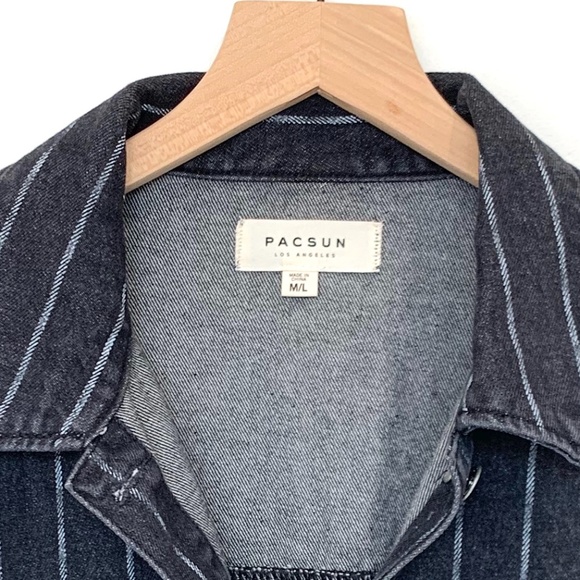 PacSun Salem Black Striped Cropped Jean Jacket - Picture 5 of 8